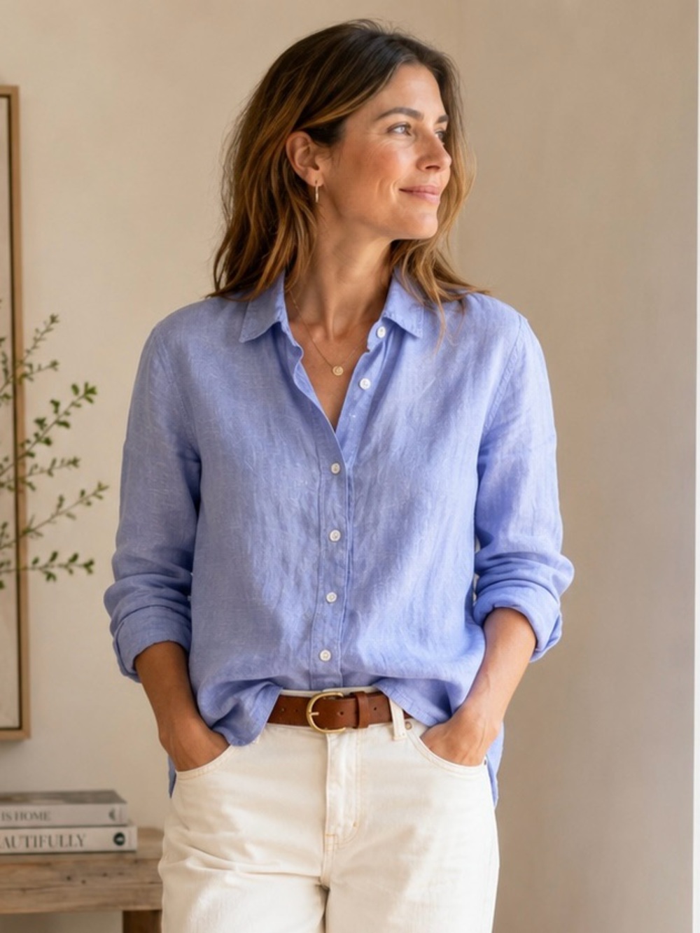 J. Crew Perfect Shirt Button Down in Irish Linen by Baird McNutt Bright Blue 8